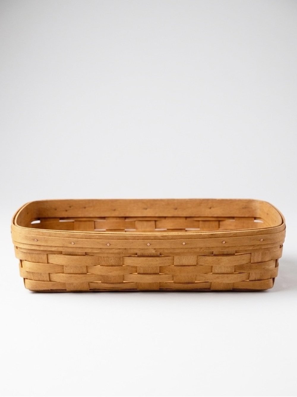 Vintage 1992 Longaberger Handwoven Wooden Bread Cracker Basket 14.5in Rectangle